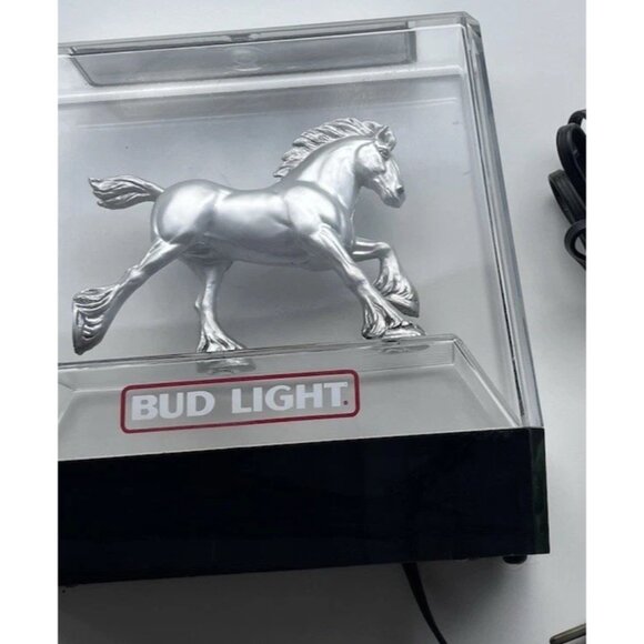 Vintage Budweiser Bud Light Silver Clydesdale Horse Lighted Beer Sign 1980s - Picture 12 of 12